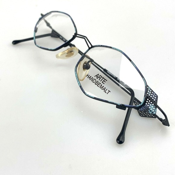 ARTE Eyeglasses Frames mod. 7004 Metal Geometric Blue Hand painted Italy NOS - Picture 8 of 8
